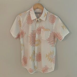 Outerknown Essentials Organic Cotton Short Sleeve Aztec Print Button Up Shirt